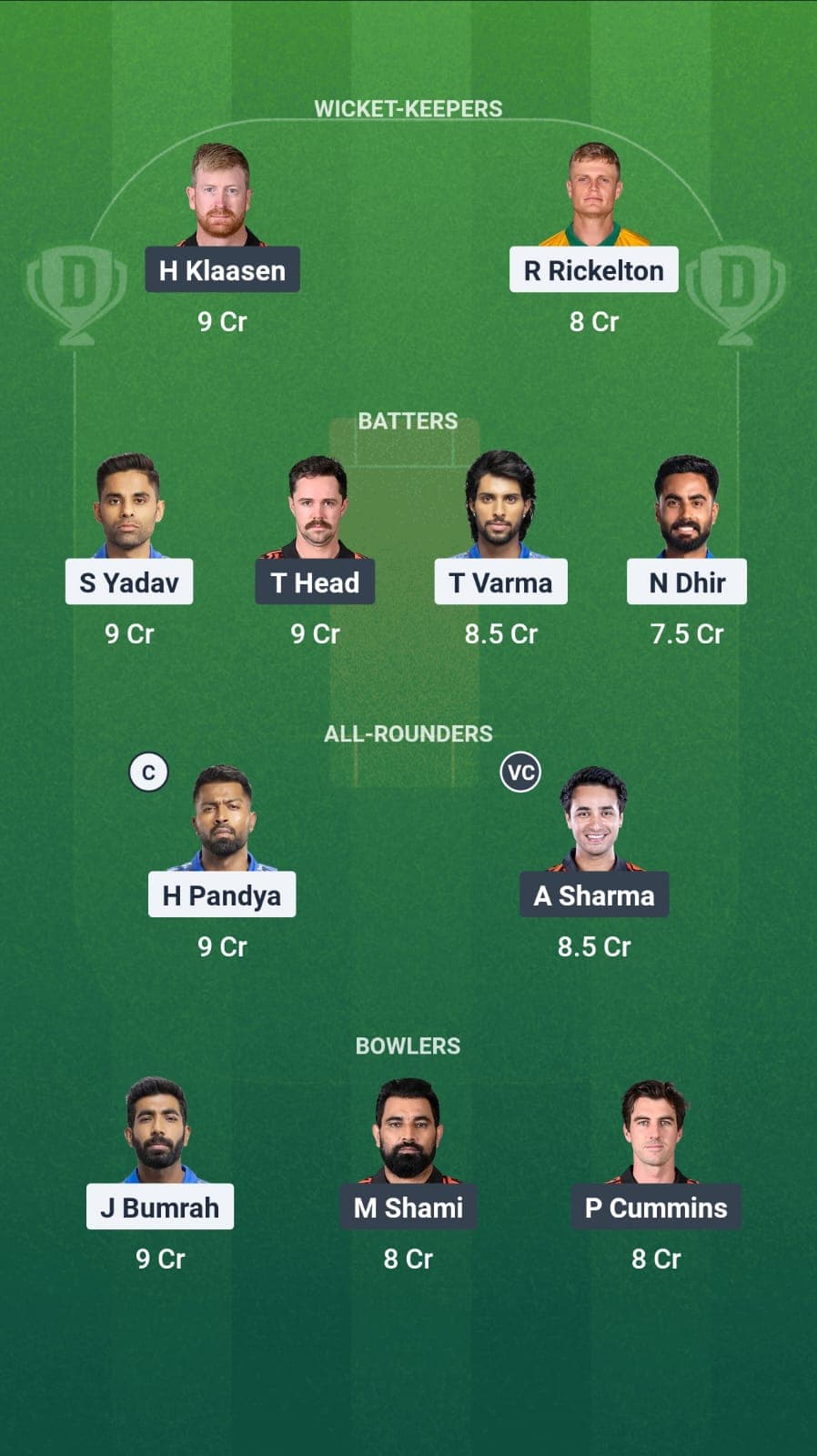 MI vs SRH Dream11 