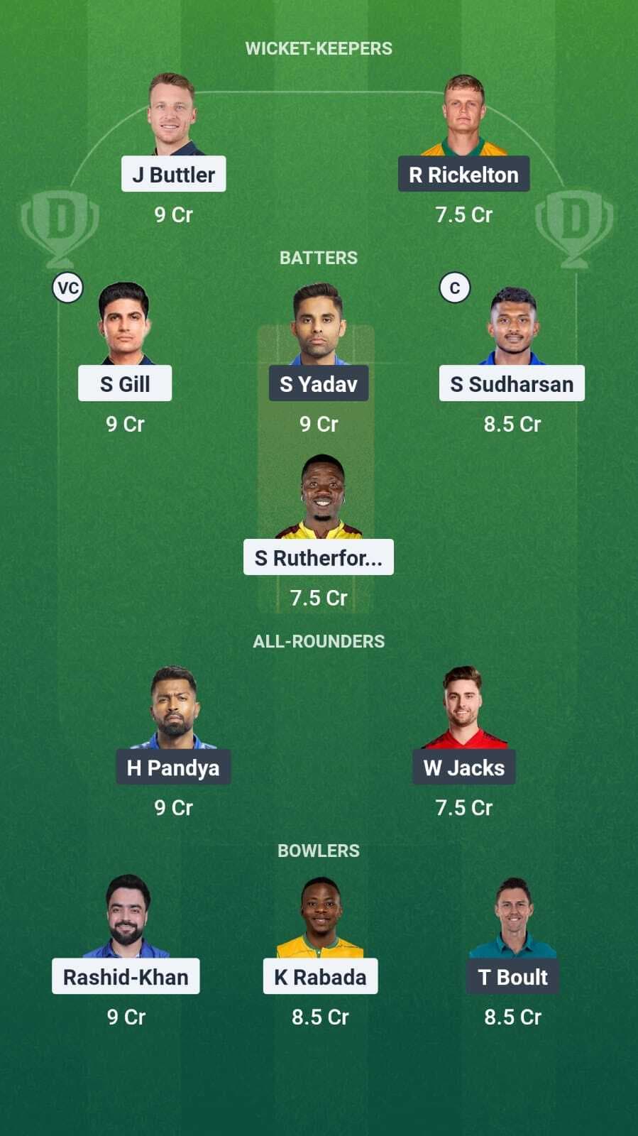GT vs MI Dream11 image