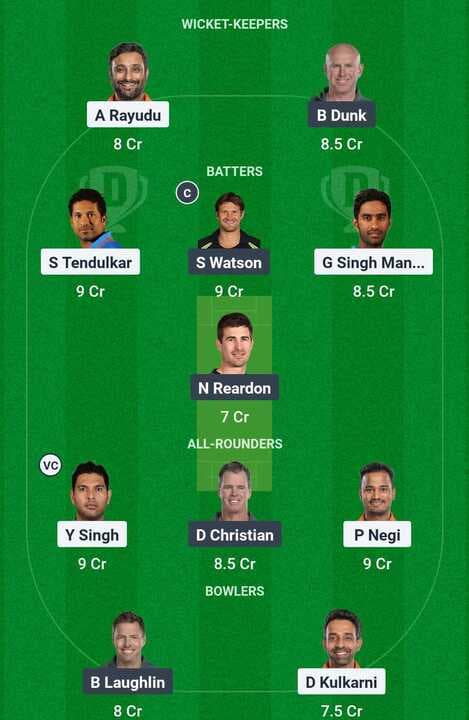 IML T20 2025 Semi Final 1 - IND vs AUS: Dream11 Team