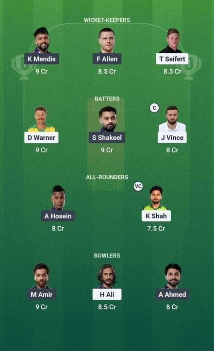 PSL 2025 - KK vs QG: Dream11 Team