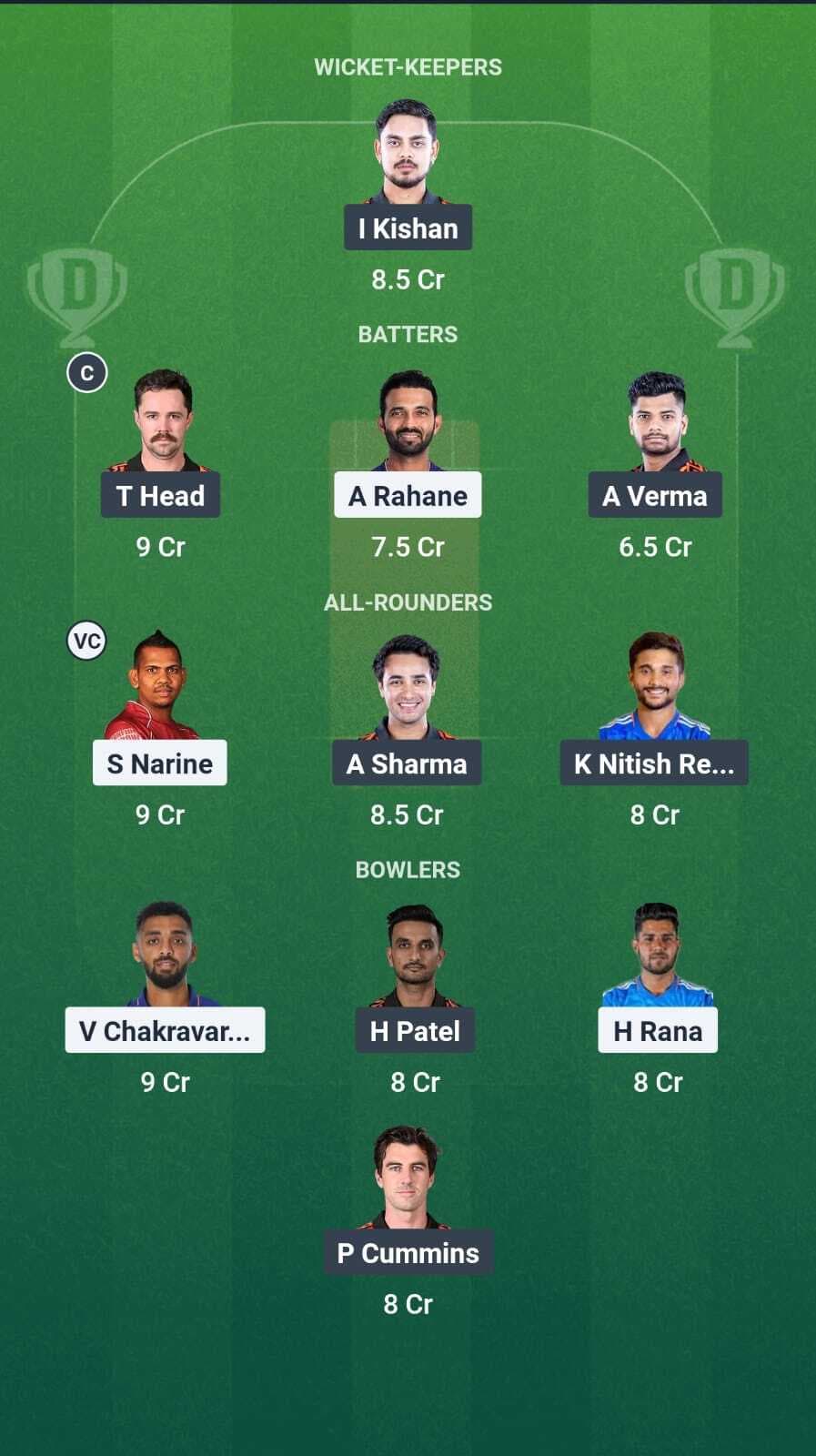 KKR vs SRH Dream11