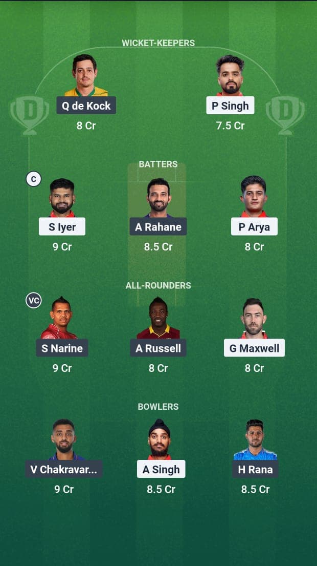 PBKS vs KKR Dream11 