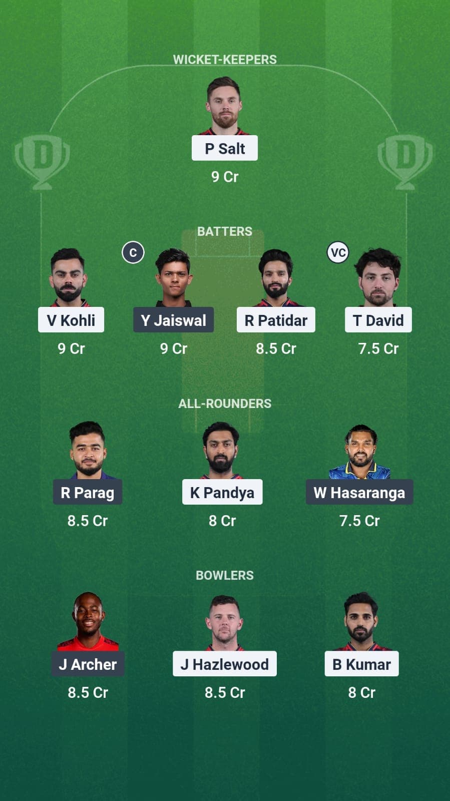 RR vs RCB Dream11 Predictions